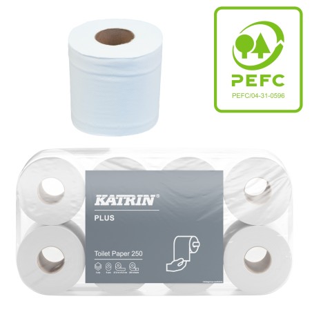 Katrin Papier Toilette 3 Plis Easy Flush - 250 Feuilles - Écolabel