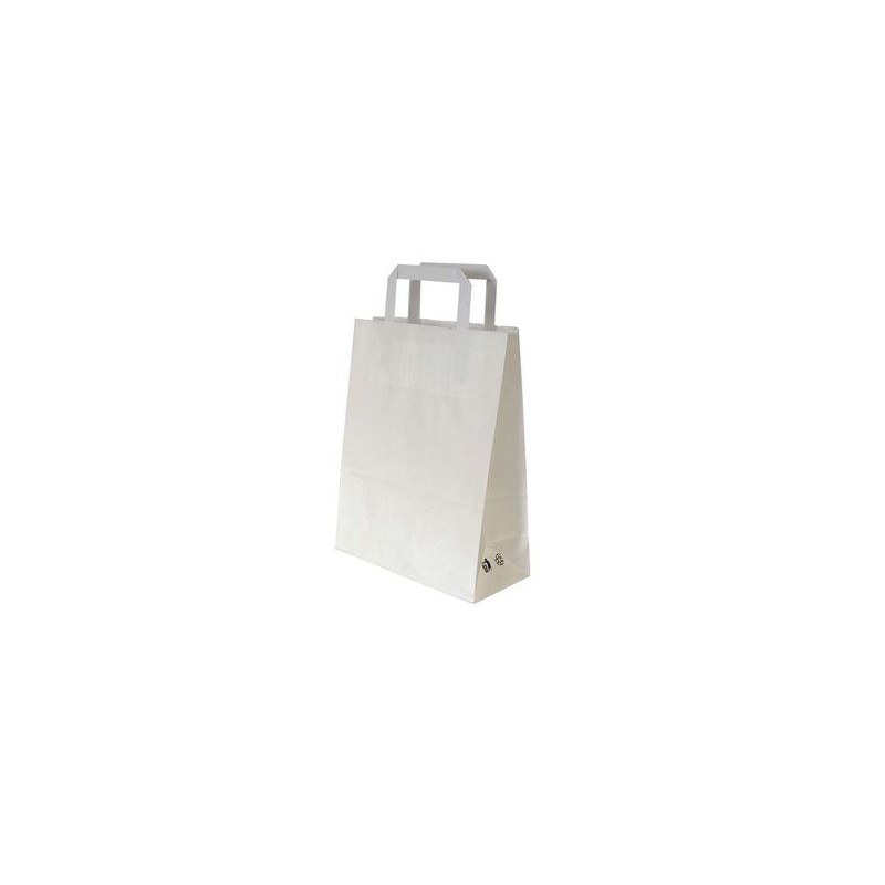 250 SACS CABAS KRAFT POIPAP BLANC 26 + 17 X 25 CM 70 g