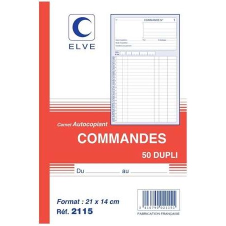 CARNET COMMANDES 50 DUPLICATA 210X140