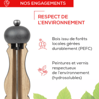 Moulin à Sel Peugeot Paris U'Select Naturel 12 cm - Bois Durable - Respect de l'environnement