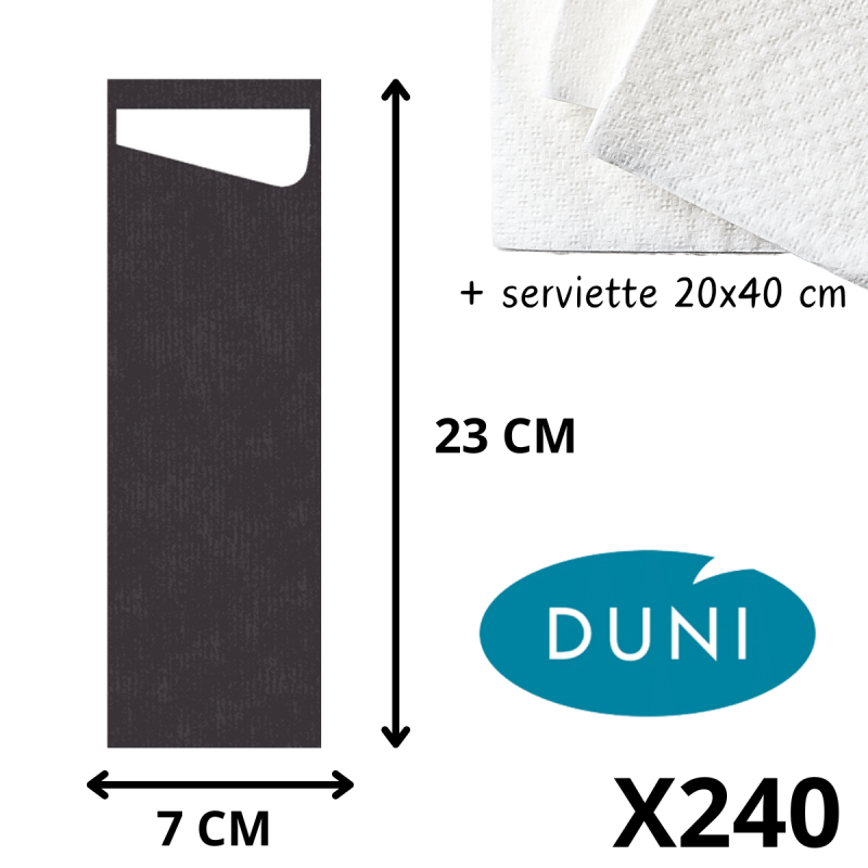 Sacchetto® Slim Noir avec serviette Dunisoft® - 7 x 23 cm - 