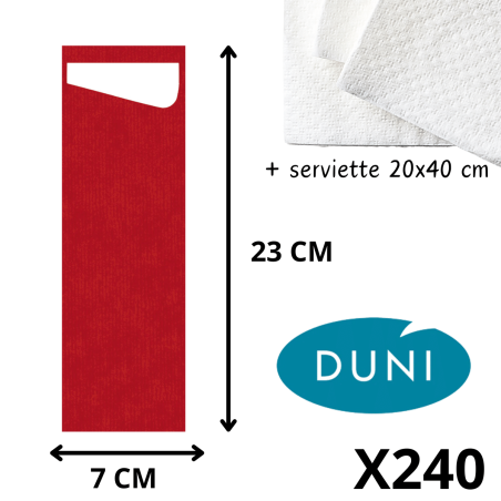 Sacchetto® Slim Rouge avec serviette Dunisoft® - 7 x 23 cm - Duni