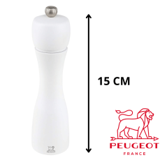 Moulin à Sel Peugeot Tahiti 15 cm en bois blanc mat.