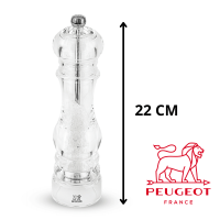 Moulin à sel Peugeot Nancy 22 cm avec corps transparent.