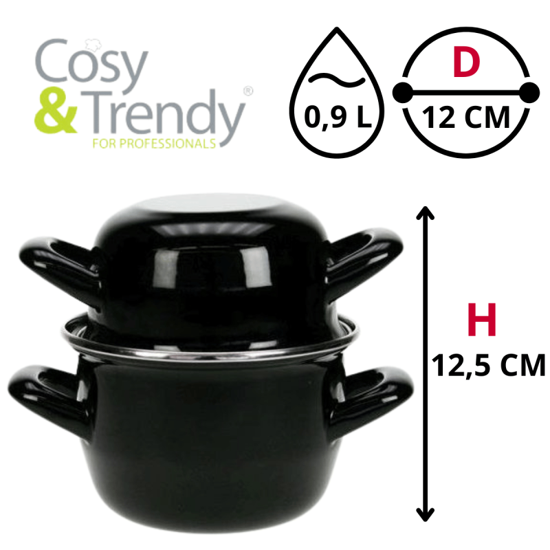 COCOTTE À MOULES NOIR - [ø12CM/0,9L] - ÉMAILLÉ