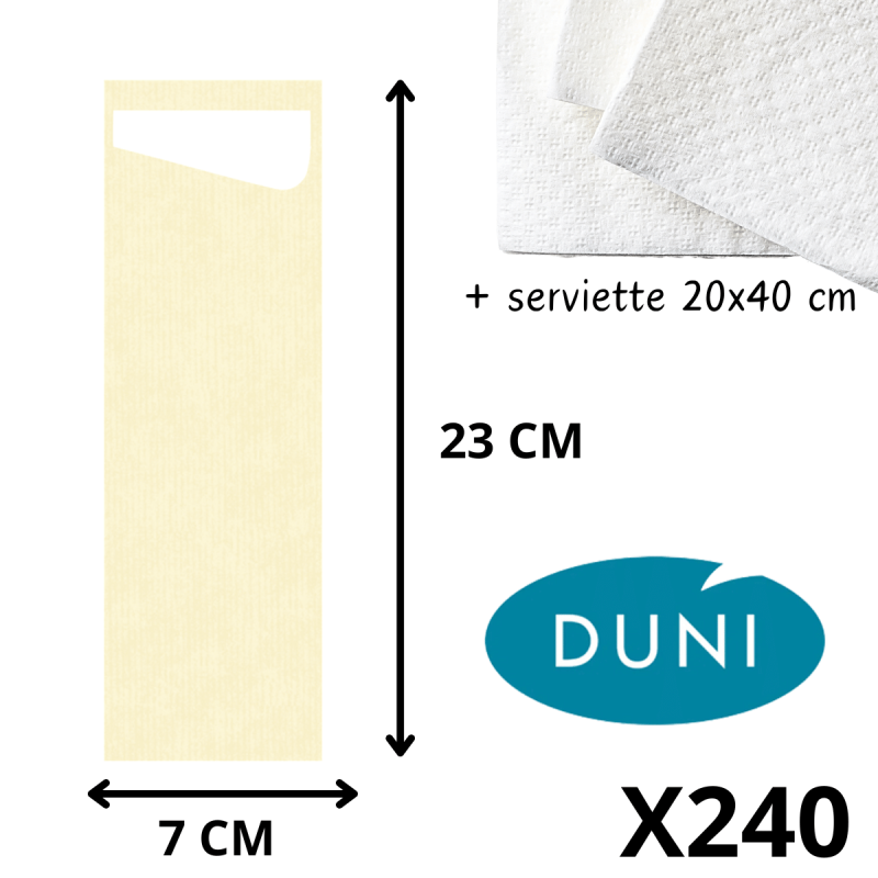 Sacchetto® Slim Crème avec Serviette Dunisoft® - 7 x 23 cm