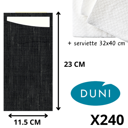 Sacchetto® Noir avec Serviette Dunisoft® - 11,5 x 23 cm