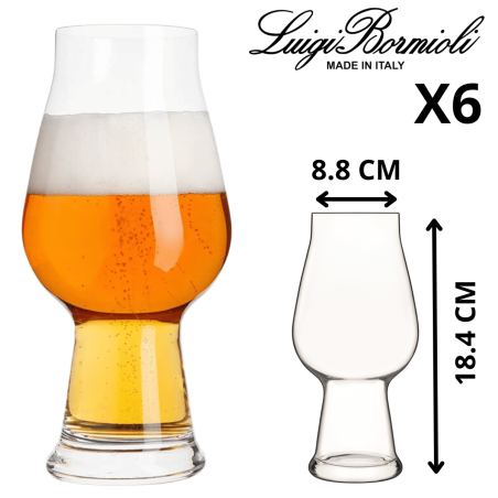 Bormioli Luigi Birrateque - Set de 6 Verres à Bière Cristallins 54 cl