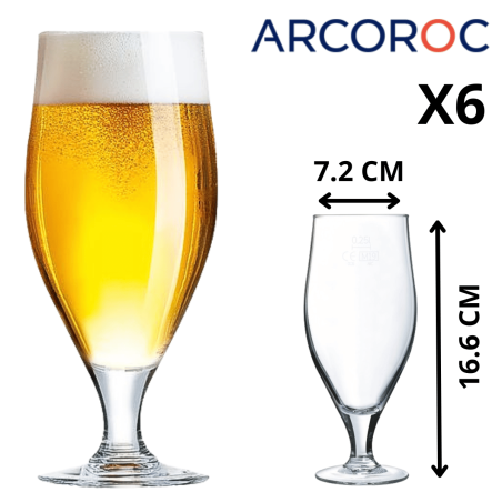 Cervoise Verre à Bière 32 cl Jaugé 25 cl - Set de 6