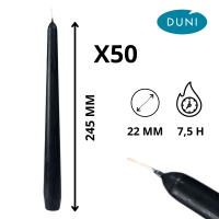 Coffret de 50 bougies noires prêt à l’installation événementielle.