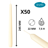 Ambiance épurée et zen rehaussée par des bougies DUNI ton naturel.