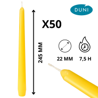 Coffret de 50 bougies DUNI jaune, prêtes à décorer vos événements.
