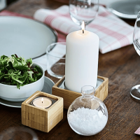 Bougie Cylindre Blanche 150 x Ø 70 mm - (Lot de 6) - Durée 50h - Disposé sur une table