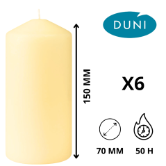 Bougie Cylindre Crème 150 x Ø 70 mm - (Lot de 10) - Durée 50h