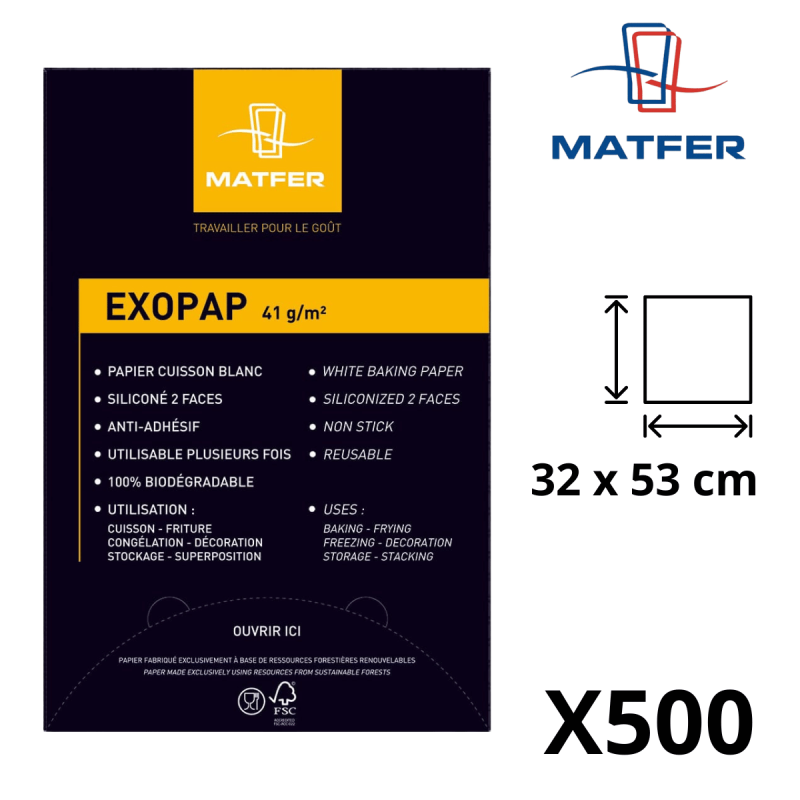 Papier de Cuisson Exopap - (x 500) - 32,5 x 53 cm