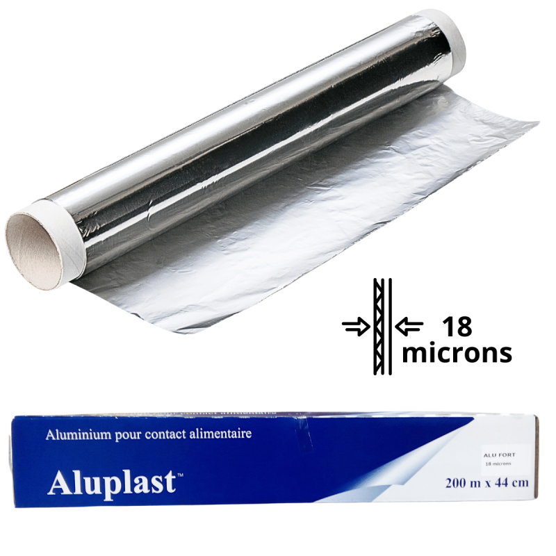 Rouleaux Aluminium Fort en Boîte Distributrice 200 m x 45 cm