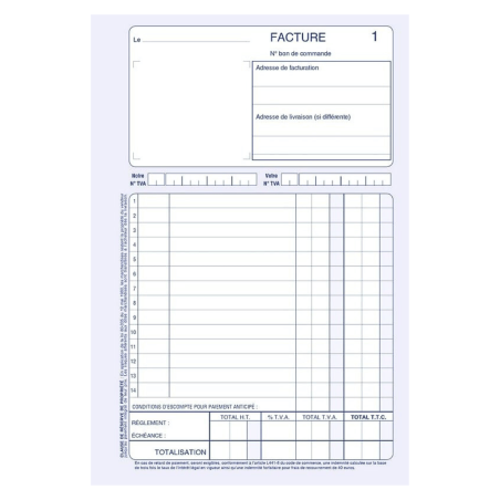 Carnet de Factures Autocopiant Elve - Format A5 (210x140 mm)