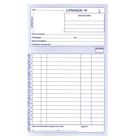 Carnet de Bons de Livraison ELVE - Format A5 (210x140 mm) - 