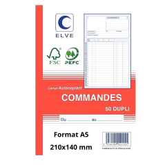 Carnet de Commande ELVE - Format A5 (210 x 140 mm) - Autocopiant - Vue de face