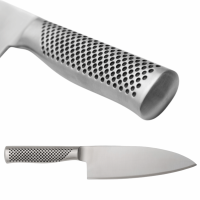Global G29 - Couteau Éminceur Japonais Lame Large 18 Cm. Verso du couteau + zoom sur le manche.