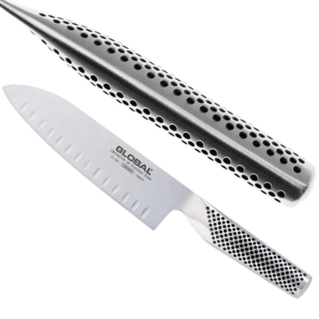 Global G80 - Couteau Santoku Japonais Lame Alvéolée 18 Cm