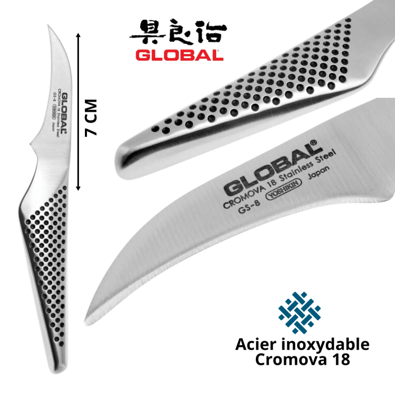 Global GS8 - Couteau Bec d’Oiseau Japonais Lame 7 Cm