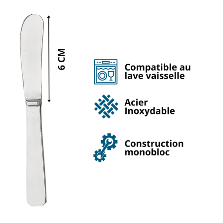 Couteau Tartineur Tout Inox - Lame 6 cm