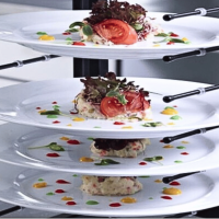 Échelle Mobile Porte-Plats Jackstack - Capacité 52 Assiettes - Vue rapprochée sur l'espacement des assiettes sur le chariot