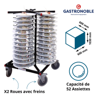 Échelle Mobile Porte-Plats Jackstack - Capacité 52 Assiettes - Vue principale avec détails - Dimensions et caractéristiques
