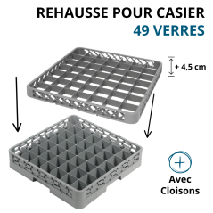 Réhausse avec Cloisons - H 4.5 cm - pour Casier 49 Verres - Vue d'ensemble avec dimensions et caractéristiques