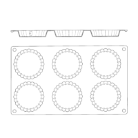 Gastroflex Plaque GN 1/3 - 6 Tartelettes Cannelées 7,5 cm - Matfer - Vue schématique du moule
