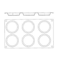 Gastroflex Plaque GN 1/3 - 6 Tartelettes Cannelées 7,5 cm - Matfer