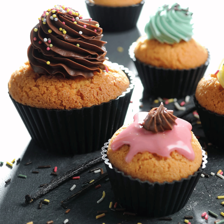 Lot de 6 Cupcakes 5 cm Moulflex Noir - DE BUYER