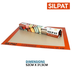 Toile de cuisson "SILPAT" 520 x 315 mm - Vue d'ensemble : SILPAT déplié et SILPAT emballé