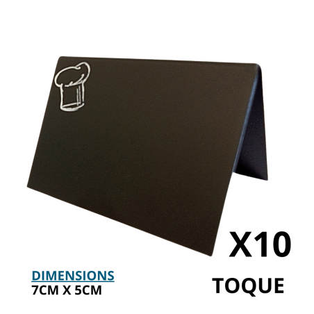 Chevalet PVC « Toque » – Noir 7×5 cm (Lot de 10) - Vue Principale