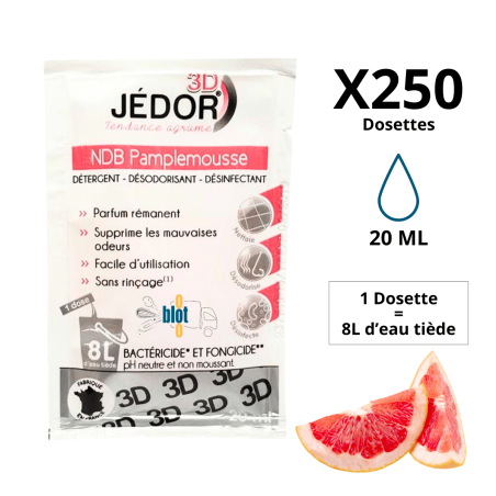 JEDOR 3D - PAMPLEMOUSSE - [250X20ML] - Détergent / Désinfectant en Dosettes