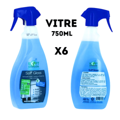 Soft Glass - [750ML] - Lot de 6 Nettoyant Vitres et Surfaces - Recto - Verso