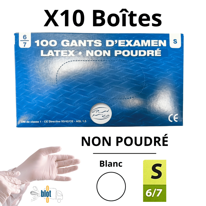 Gants Latex Non Poudrés - Taille S - [Lot de 10 Boîtes de 100]