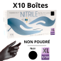 Gants Nitrile Noir Non Poudrés - Taille XL - [Lot de 10 Boîtes de 100]