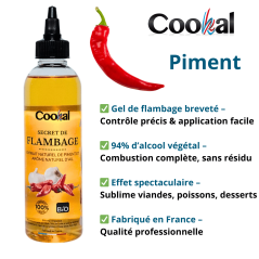 Gel de flambage BIO Cookal PIMENT 200 ml pour une saveur épicée intense