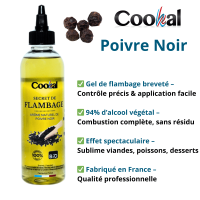 Gel de flambage BIO Cookal POIVRE NOIR 200 ml pour une saveur épicée intense