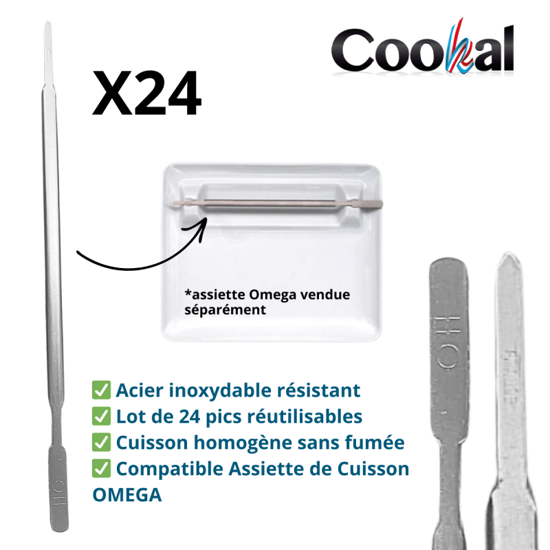 X24 Pics à Brochette en Acier Inoxydable pour Assiette OMEGA - COOKAL