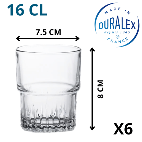 Verre à Eau Empilable 16 cl Duralex - Élégance et Robustesse - Vue Principale et Caractéristiques