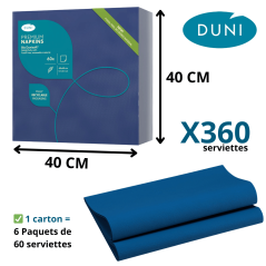 Serviette Bio Dunisoft® 40 x 40 cm Bleu Foncé – Élégance - Vue Principale et Dimensions