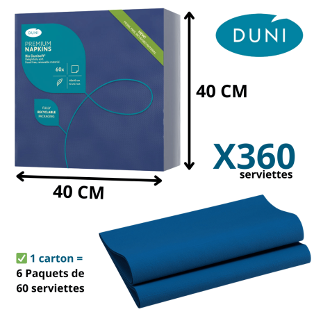 Serviette Bio Dunisoft® 40 x 40 cm Bleu Foncé – Élégance