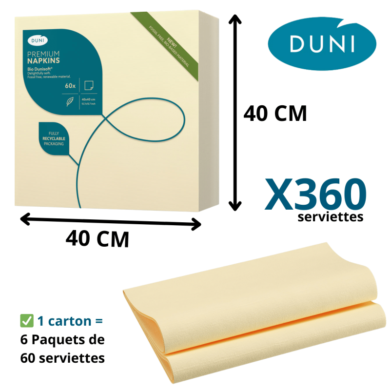 Serviette Bio Dunisoft® 40 x 40 cm Crème – Harmonie et Confort Naturel