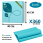 Serviette Bio Dunisoft® 40 x 40 cm Menthe Bleue – Frais et Moderne - Vue Générale et Dimensions