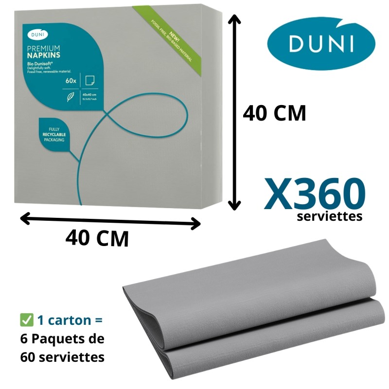 Serviette Biodégradable Dunisoft® 40x40 cm Granite – Compostable X360