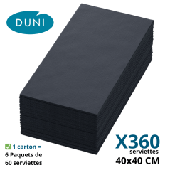 Serviette Bio Dunisoft® 40x40 cm Noire en fibres naturelles