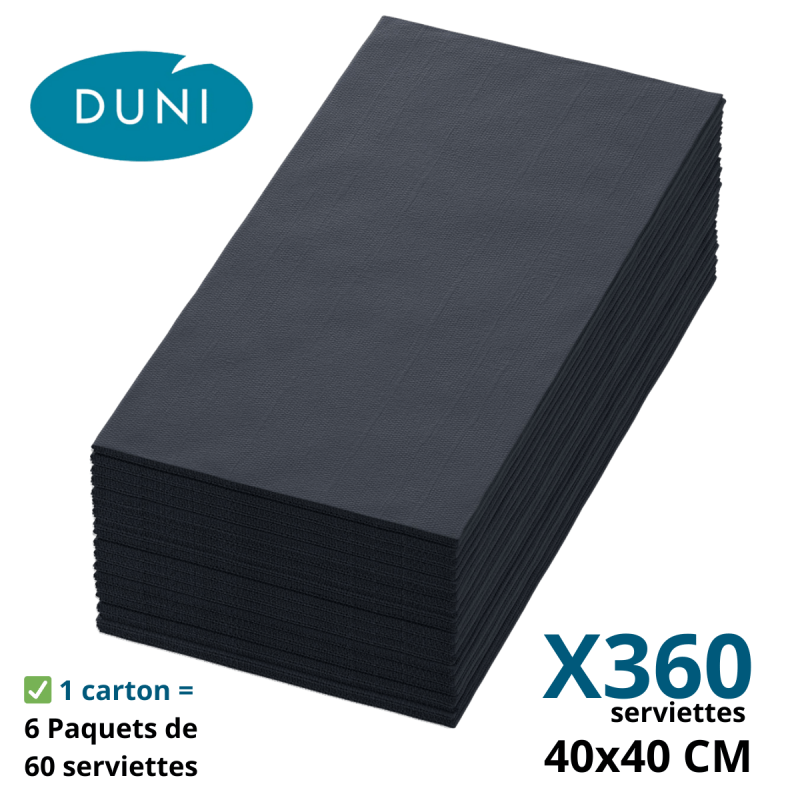 Serviette Bio Dunisoft® 40x40 Noire - Élégance et Durabilité